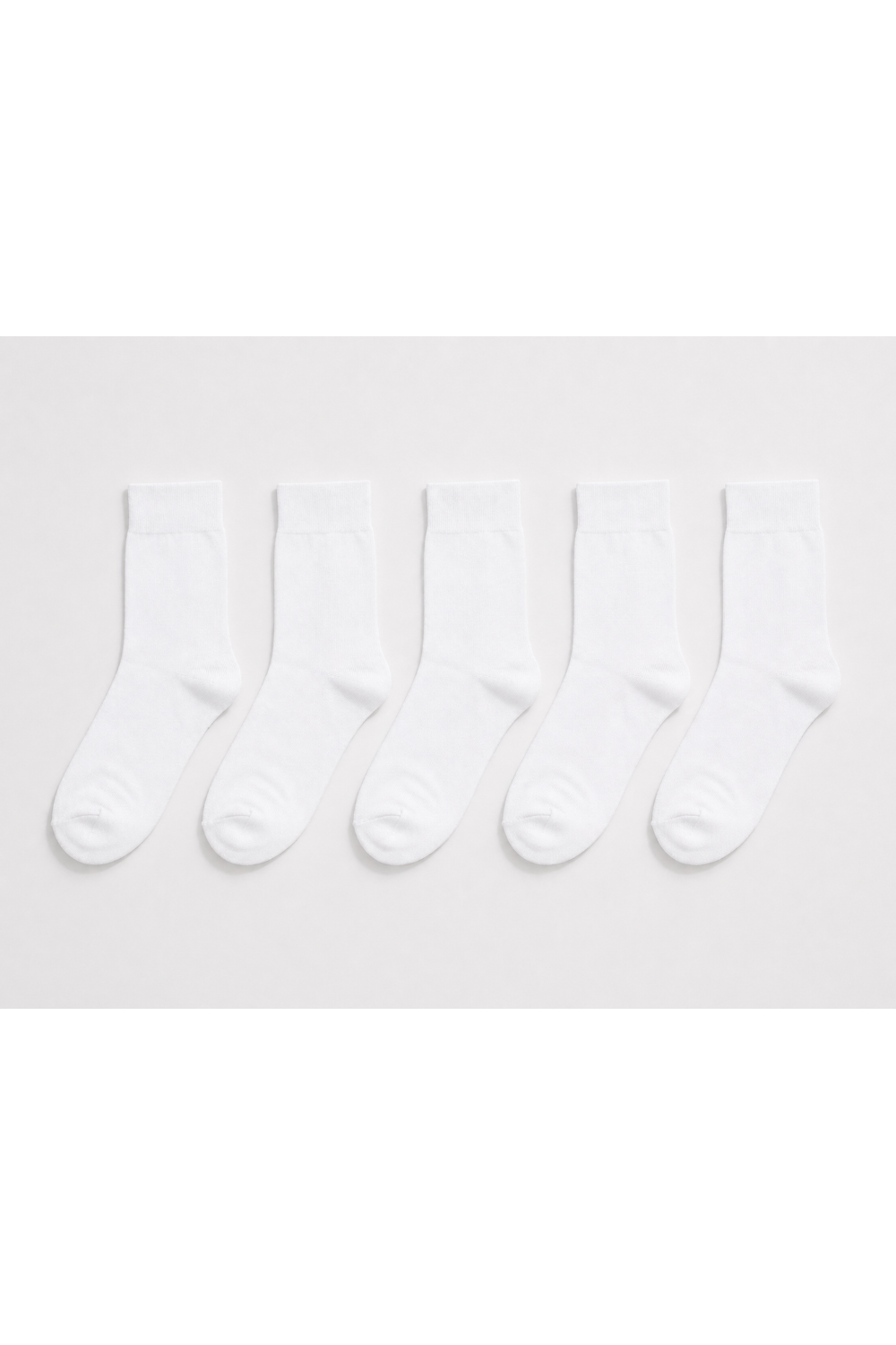 Pack of 5 White socksCrew Length For Men
