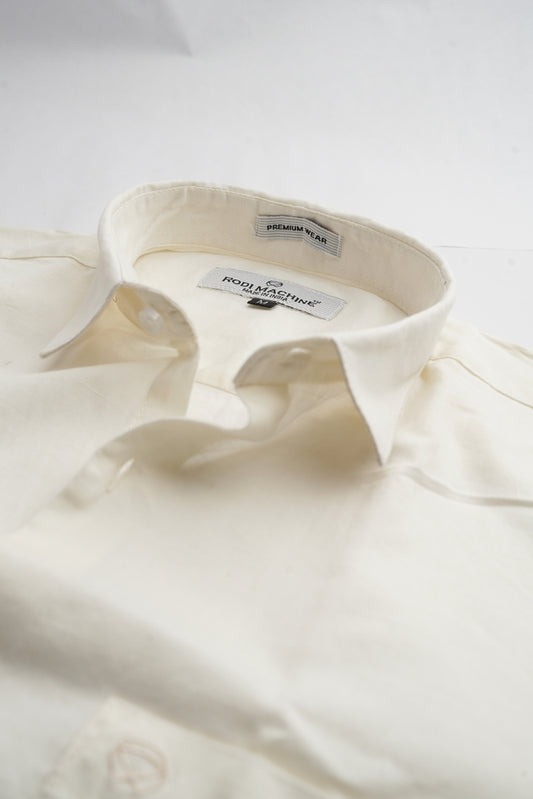 Milky White Color Linen Blend Shirt