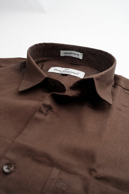 Brown Color Linen Blend Shirt