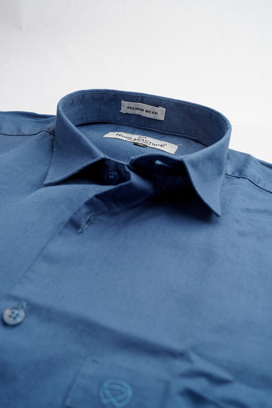 Dark Blue Color Linen Blend Shirt