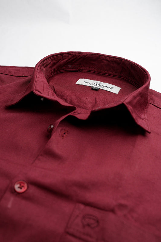 Maroon Color Linen Blend Shirt