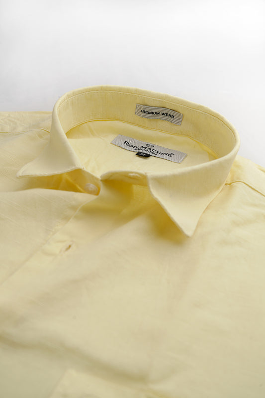 Yellow Color Linen Blend Shirt