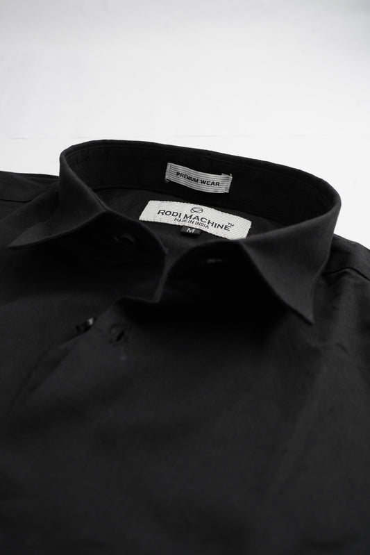 Black Color Linen Blend Shirt