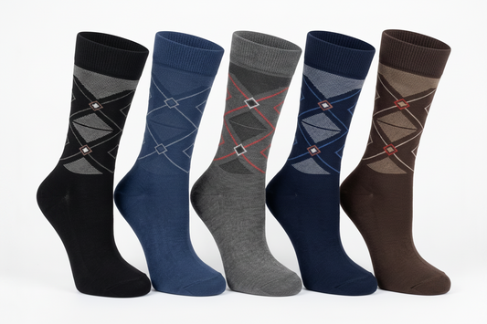 Rodimachine Classic Argyle Patterned Cotton Crew Socks Set