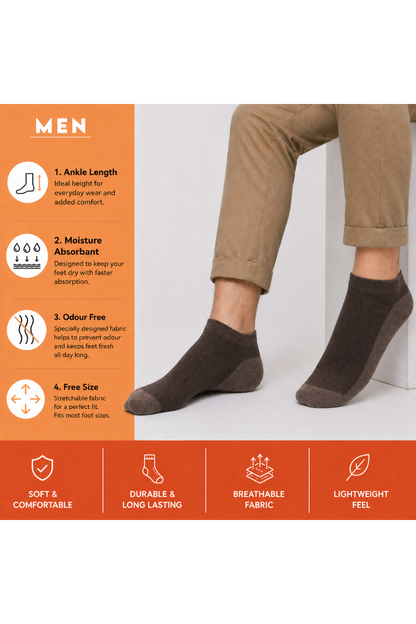 Pack of 5 Classy Ankle Multi Color Socks for Men