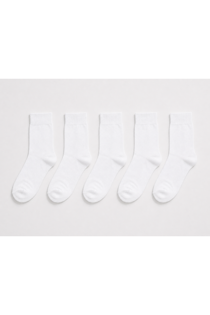 Pack of 5 White socksCrew Length For Men