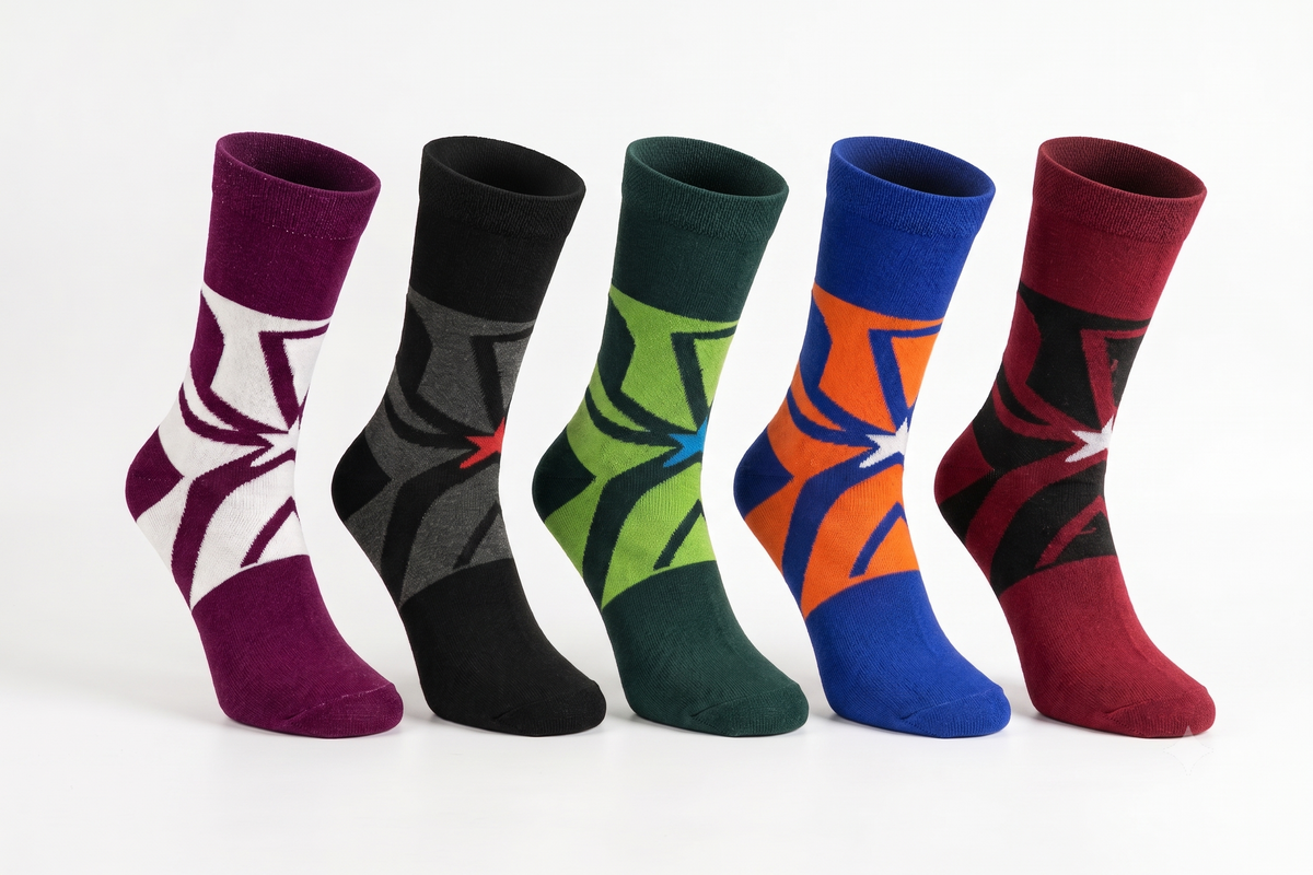 Rodimachine Graphic Patterned Crew Length Cotton Socks Set